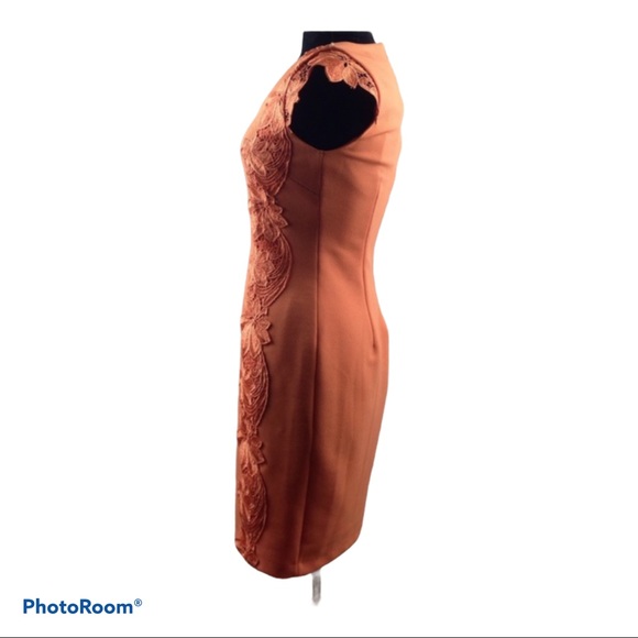 Badgley Mischka Womens Orange Sheath Dress - Picture 3 of 6